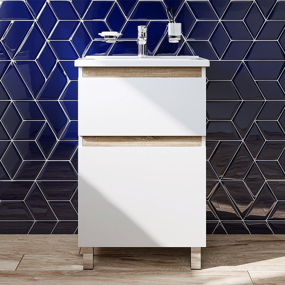 Тумба с раковиной AM.PM X-JOY 55 напольная,белый глянец для ванной в интернет-магазине Sanbest