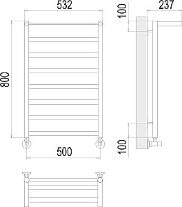 Полотенцесушитель водяной Terminus Хендрикс П8 500х800 с полкой купить в интернет-магазине сантехники Sanbest