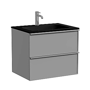 Тумба с раковиной Sancos Velta 60 VL60WG+CN7011MB теплый серый матовая/раковина черная матовая, с отверстием для ванной в интернет-магазине Sanbest