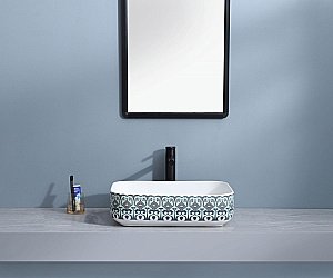 Раковина накладная Bronze de Luxe Nordic 50 2073 белая, с декором купить в интернет-магазине Sanbest