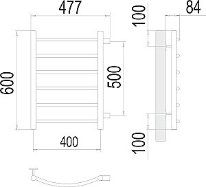 Полотенцесушитель водяной Terminus Классик П6 400х600 с боковым подключением 500 купить в интернет-магазине сантехники Sanbest