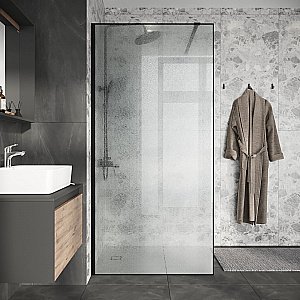 Душевая перегородка Niagara Nova 100 NG-781-10BLACK профиль черный матовый/стекло эффект битого стекла купить в интернет-магазине Sanbest