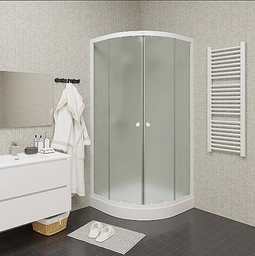 Душевой уголок Parly ZF91 90х90 стекло матовое/профиль белый купить в интернет-магазине Sanbest