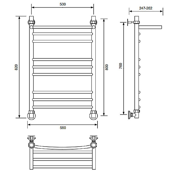 Полотенцесушитель водяной Veconi Nemi-B N8050CH-B хром купить в интернет-магазине сантехники Sanbest