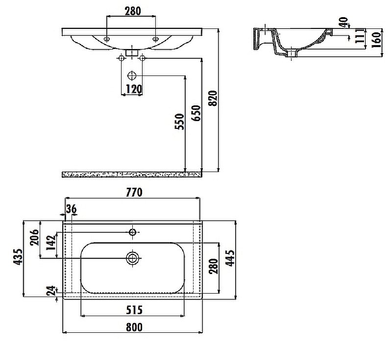 Раковина Creavit Eksen 80 EK080-0000 белая купить в интернет-магазине Sanbest