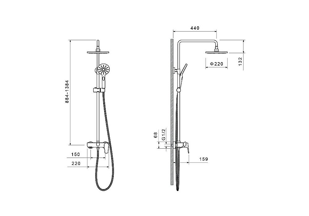 Душевая система Aquatek БЕТТА AQ2140MB черная матовая купить в интернет-магазине сантехники Sanbest