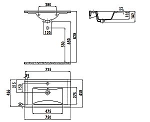 Раковина Creavit Su 75 SU075-0000 белая купить в интернет-магазине Sanbest