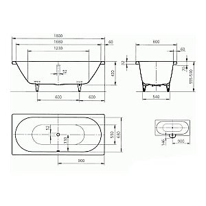 Ванна стальная Kaldewei Classic Duo 110 180x80 291000013001 Easy-clean белый купить в интернет-магазине Sanbest