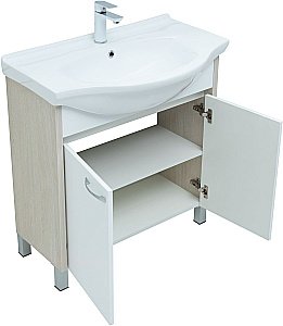Тумба с раковиной Aquanet Донна 274170 80 белый дуб/белый для ванной в интернет-магазине Sanbest