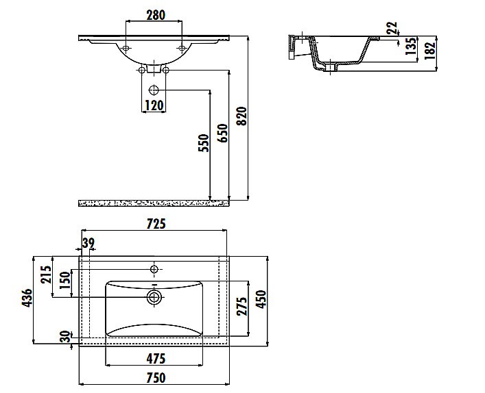 Раковина Creavit Su 75 SU075-0000 белая купить в интернет-магазине Sanbest