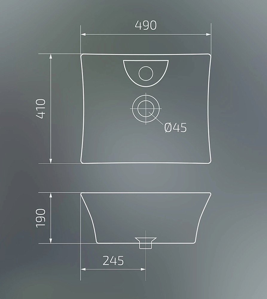 Раковина накладная Gid Geometrico 49 N9108 51121 белая купить в интернет-магазине Sanbest