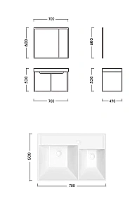 Тумба с раковиной CeruttiSpa Maiella 70 Подвесная Темно-серая для ванной в интернет-магазине Sanbest