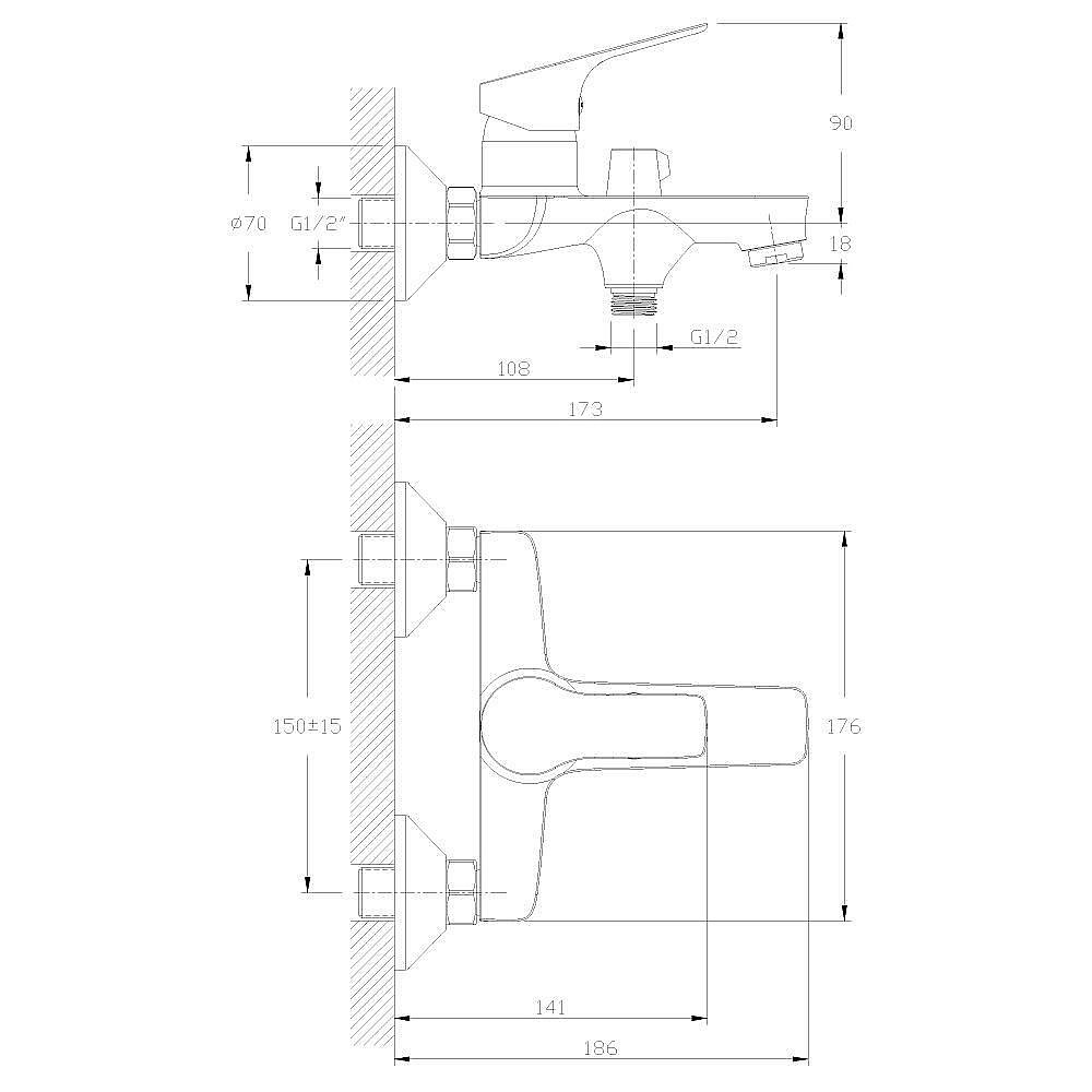 Смеситель для ванны Rossinka RS29-31 купить в интернет-магазине сантехники Sanbest