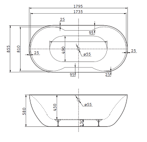 Ванна BelBagno BB28 180х85 купить в интернет-магазине Sanbest