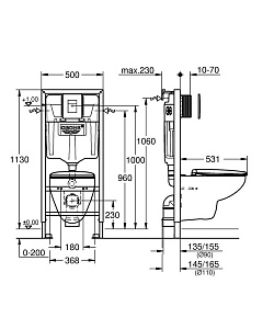 Унитаз подвесной Grohe Bau Ceramic 39586000 безободковый, с крышкой микролифт, с инсталляцией купить в интернет-магазине Sanbest