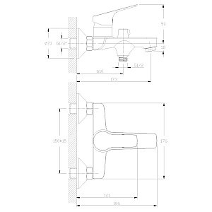Смеситель для ванны Rossinka RS29-31 купить в интернет-магазине сантехники Sanbest