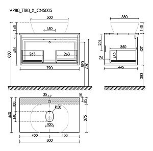 Тумба с раковиной Sancos Very 80 со столешницей, бежевая матовая для ванной в интернет-магазине Sanbest