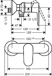 Смеситель для душа Hansgrohe Vernis Blend 71646000 купить в интернет-магазине сантехники Sanbest