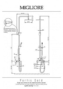Душевая система Migliore Fortis 31840 золото купить в интернет-магазине сантехники Sanbest