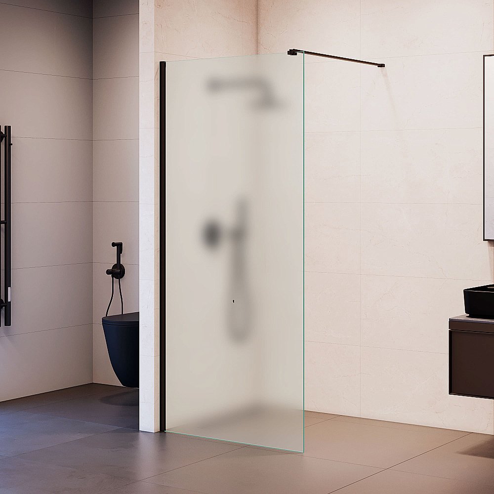 Душевая перегородка RGW Walk In WA-210B 90 351021009-24 стекло матовое/профиль черный купить в интернет-магазине Sanbest