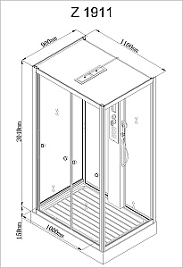 Душевая кабина AvaCan Z Серия Z1911LEDMT 110х90 с гидромассажем, с подсветкой купить в интернет-магазине Sanbest