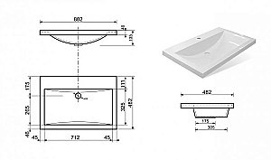 Тумба с раковиной Эстет Monaco Wood 80 подвесная 1 ящик белая для ванной в интернет-магазине Sanbest