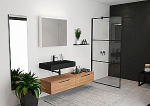 Душевое ограждение Riho Grid 140 G004028121 стекло прозрачное/профиль черный купить в интернет-магазине Sanbest