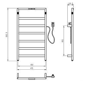 Полотенцесушитель электрический WONZON & WOGHAND KÖLN, Брашированный никель (WW-A6016-BR) купить в интернет-магазине сантехники Sanbest
