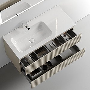 Тумба с раковиной Sancos SNOB T SNT100LCE Beige Soft левая/бежевая матовая для ванной в интернет-магазине Sanbest