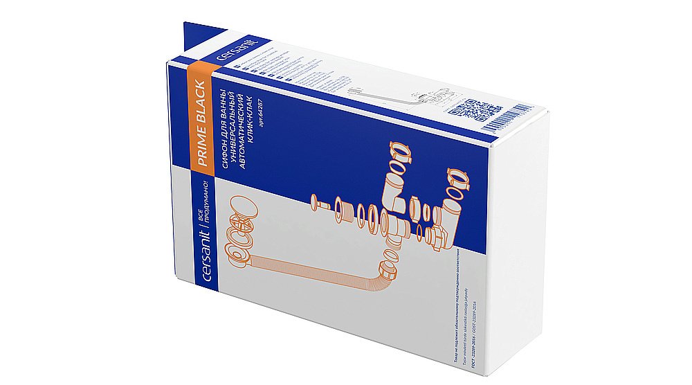 Слив-перелив для ванны Cersanit PRIME  BLACK 64287 черный купить в интернет-магазине сантехники Sanbest