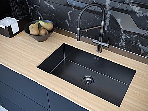 Мойка кухонная Paulmark Koher PM807444-GM Черная купить в интернет-магазине сантехники Sanbest