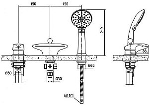 Смеситель на борт ванны Bravat Niagara 7F5140197CP-RUS купить в интернет-магазине сантехники Sanbest