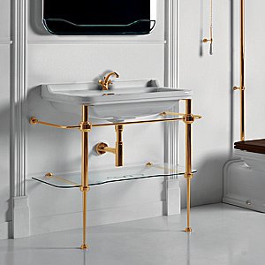 Консоль с раковиной на 1 отв. Kerasan Waldorf 4142K 100 золото для ванной в интернет-магазине сантехники Sanbest