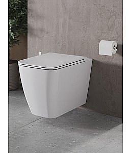 Унитаз подвесной с инсталляцией Agger ATI04100+APB244 белый, с крышкой микролифт, безободковый, с черной матовой кнопкой купить в интернет-магазине Sanbest