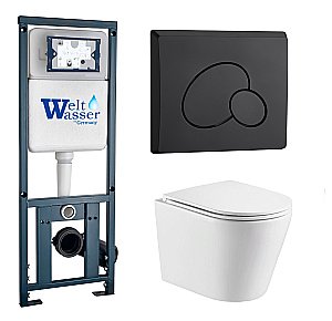 Унитаз с инсталляцией WeltWasser MARBERG 410 + SALZBACH 043 GL-WT + MAR 410 RD MT-BL купить в интернет-магазине Sanbest