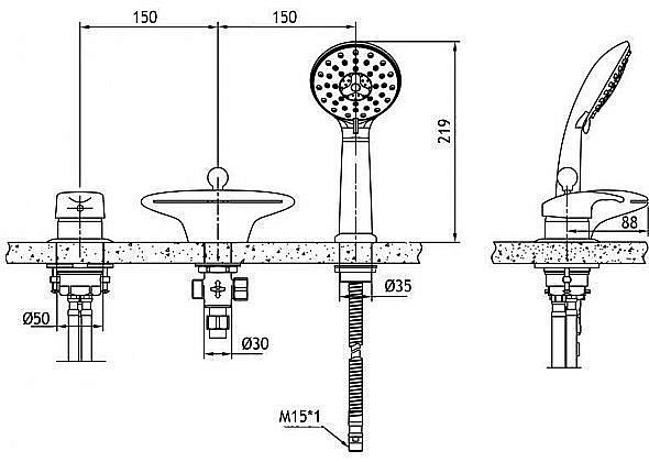 Смеситель на борт ванны Bravat Niagara 7F5140197CP-RUS купить в интернет-магазине сантехники Sanbest