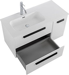 Тумба с раковиной Cezares ECO-CER-N 100 ECO-CER-N-1000-2C-1A-SO-BL белая глянцевая для ванной в интернет-магазине Sanbest