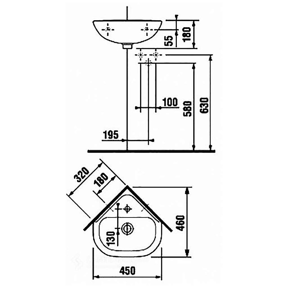 Раковина с пьедесталом Jika Olymp 45 купить в интернет-магазине сантехники Sanbest
