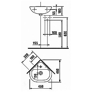 Раковина с пьедесталом Jika Olymp 45 купить в интернет-магазине сантехники Sanbest