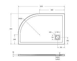 Душевой поддон Belbagno TRAY-MR-UNO-RH-120/80-550-35-W-R белый купить в интернет-магазине Sanbest