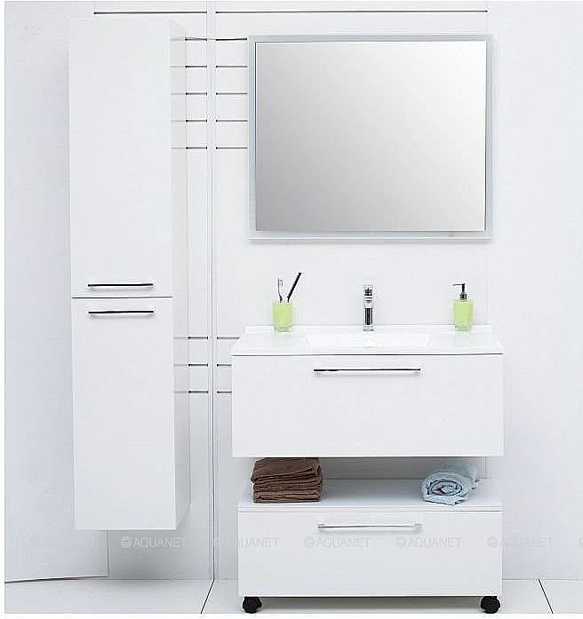 Шкаф-пенал De Aqua Тока 1S БК 30 белый для ванной в интернет-магазине сантехники Sanbest