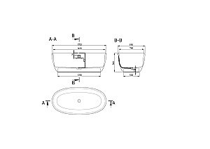Ванна Salini LUCE Up&Down S-Stone Solix 169х87 100121MRH белая/снаружи RAL матовая купить в интернет-магазине Sanbest