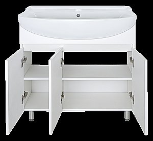 Тумба с раковиной Misty Амур - 80 Э-Аму01080-021Н белая для ванной в интернет-магазине Sanbest