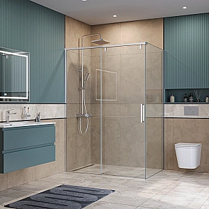 Душевой уголок BelBagno SOFT_CLOSE-1-AH-1 140х90 стекло прозрачное/профиль хром купить в интернет-магазине Sanbest
