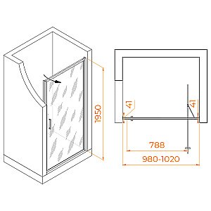 Душевая дверь RGW Stilvoll SV-05 100 70320510-31 стекло тонированное/профиль хром купить в интернет-магазине Sanbest