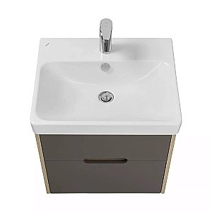 Тумба с раковиной Акватон Оливия 55 грей/дуб ойстер для ванной в интернет-магазине Sanbest