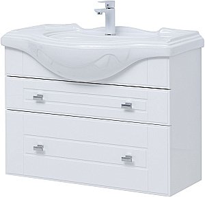 Тумба с раковиной Aquanet Рондо 304289 85 белый глянец для ванной в интернет-магазине Sanbest