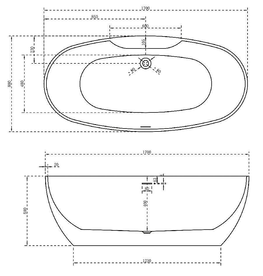 Ванна акриловая ABBER AB9323 170х80 купить в интернет-магазине Sanbest
