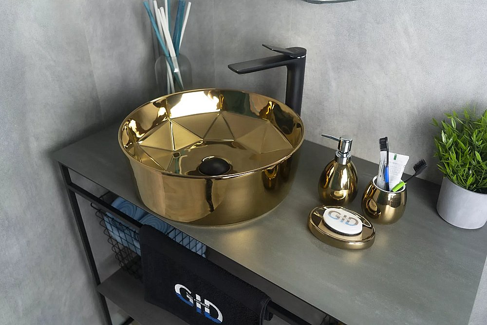 Раковина накладная Gid 40 D1342h015 53331 золото купить в интернет-магазине Sanbest