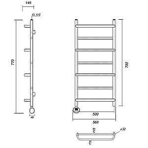 Полотенцесушитель электрический Domoterm Орфей П7 500x700 E хром купить в интернет-магазине сантехники Sanbest